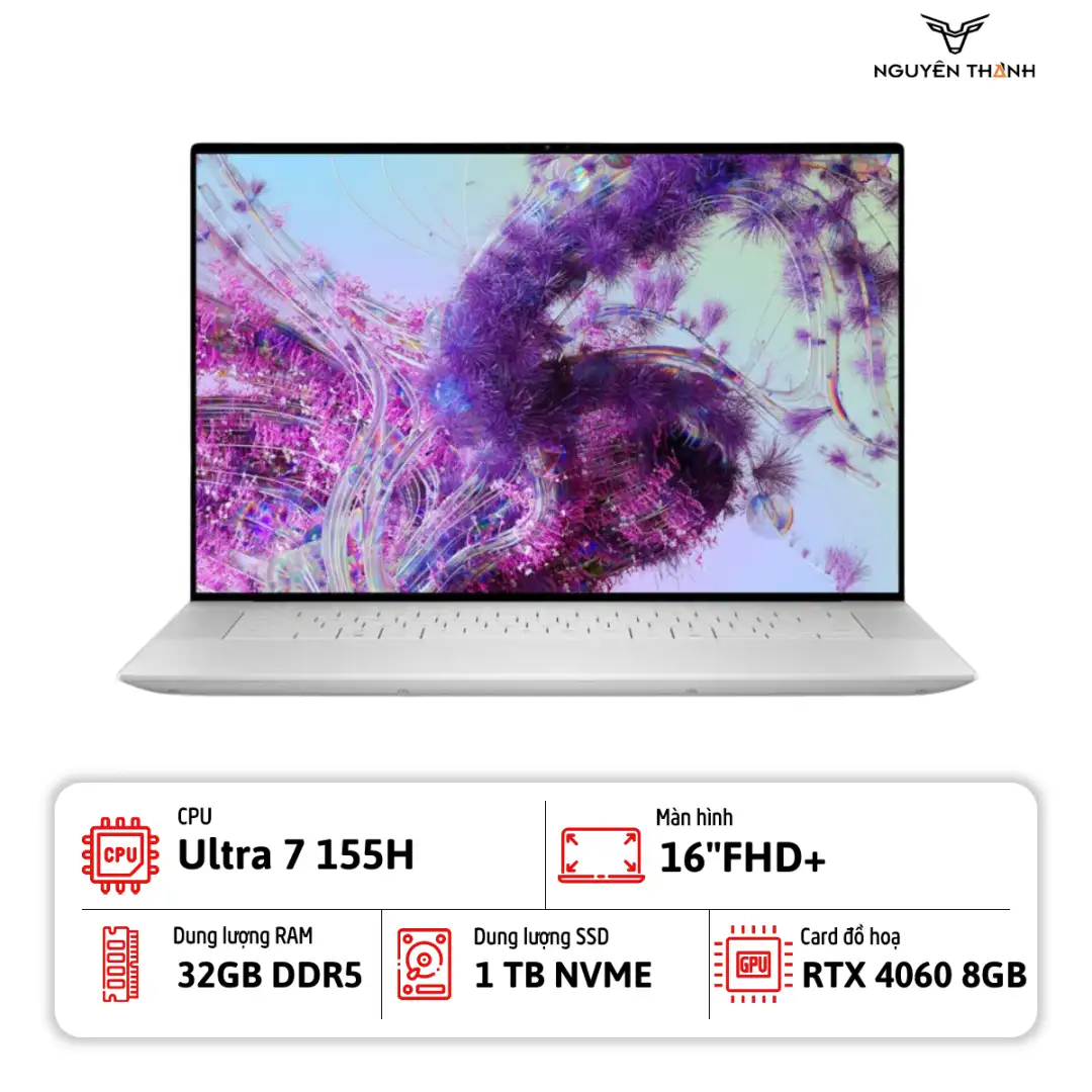 Laptop Dell XPS 16 9640 (Ultra 7 155H, 32GB RAM, 1TB SSD, RTX 4060 8GB, 16.3''FHD+, Win 11)